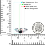 Ring mit drei runden natürlichen schwarzen Onyxsteinen aus 925er Sterlingsilber