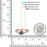 Runder Ring mit drei Steinen aus natürlichem Rutilquarz aus 925er Sterlingsilber