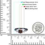 Ring mit drei runden natürlichen Schokoladen-Rauchquarzsteinen aus 925er-Sterlingsilber