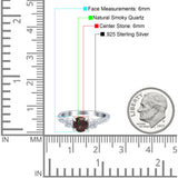 Ring mit drei runden natürlichen Schokoladen-Rauchquarzsteinen aus 925er-Sterlingsilber