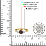 Ring mit drei runden natürlichen Schokoladen-Rauchquarzsteinen aus 925er-Sterlingsilber