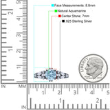 Runder natürlicher Aquamarin-Birnentropfen-Verlobungsring aus 925er Sterlingsilber