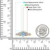 Runder natürlicher Aquamarin-Birnentropfen-Verlobungsring aus 925er Sterlingsilber