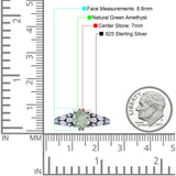 Runder natürlicher grüner Amethyst-Prasiolit-Verlobungsring in Tropfenform aus 925er-Sterlingsilber