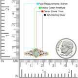 Runder natürlicher grüner Amethyst-Prasiolit-Verlobungsring in Tropfenform aus 925er-Sterlingsilber