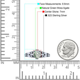 Runder natürlicher grüner Moosachat-Birnentropfen-Verlobungsring aus 925er Sterlingsilber