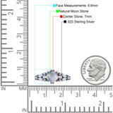 Runder natürlicher Mondstein-Verlobungsring in Tropfenform aus 925er-Sterlingsilber