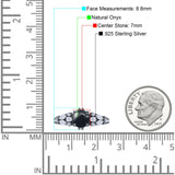 Runder natürlicher schwarzer Onyx-Verlobungsring in Tropfenform aus 925er-Sterlingsilber