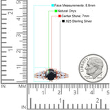 Runder natürlicher schwarzer Onyx-Verlobungsring in Tropfenform aus 925er-Sterlingsilber