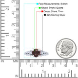 Runder natürlicher Schokoladen-Rauchquarz-Birnen-Tropfen-Verlobungsring aus 925er Sterlingsilber