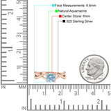 Solitärring mit rundem geteiltem Schaft und natürlichem Aquamarin aus 925er Sterlingsilber