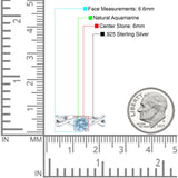 Solitärring mit rundem geteiltem Schaft und natürlichem Aquamarin aus 925er Sterlingsilber