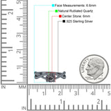 Solitärring mit rundem geteiltem Schaft, natürlicher Rutilquarz aus 925er Sterlingsilber