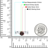 Solitärring mit rundem geteiltem Schaft und natürlichem Schokoladenrauchquarz aus 925er Sterlingsilber