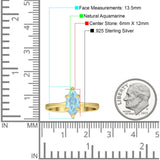 Marquise-Solitär-Verlobungsring 6 x 12 natürlicher Aquamarin aus 925er Sterlingsilber