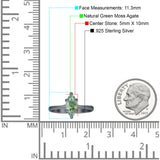 Marquise-Solitär-Verlobungsring 5 x 10 natürlicher grüner Moosachat aus 925er Sterlingsilber