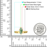 Marquise-Solitär-Verlobungsring 5 x 10 natürlicher grüner Moosachat aus 925er Sterlingsilber