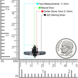 Marquise-Solitär-Verlobungsring 5 x 10 natürlicher schwarzer Onyx aus 925er Sterlingsilber