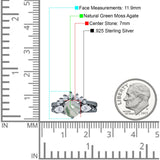 Two Piece Round Natural Green Moss Agate Vintage Style Bridal Engagement Ring 925 Sterling Silver