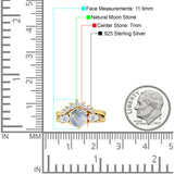 Zweiteiliger runder natürlicher Mondstein-Braut-Verlobungsring im Vintage-Stil aus 925er Sterlingsilber