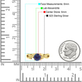 Angehender Willow-Solitärring, runder Lab-Alexandrit-Ring aus 925er-Sterlingsilber