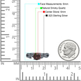 Knospender Weiden-Solitärring, rund, natürlicher Schokoladenrauchquarz, 925er Sterlingsilber