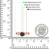 Knospender Weiden-Solitärring, rund, natürlicher Schokoladenrauchquarz, 925er Sterlingsilber