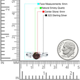 Knospender Weiden-Solitärring, rund, natürlicher Schokoladenrauchquarz, 925er Sterlingsilber