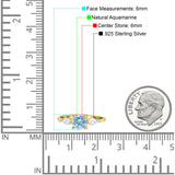 Drei-Steine-runder natürlicher Aquamarin-Zwei-Drachen-CZ-Trio-Ring aus 925er Sterlingsilber