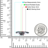 Drei-Steine-runder natürlicher Rutilquarz-Trio-Ring mit zwei Drachen-CZ-Trio-Ringen aus 925er-Sterlingsilber