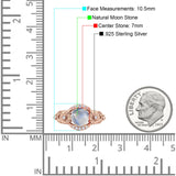 Ring aus 925er-Sterlingsilber mit zwei runden natürlichen Mondsteinen im Sonnenblumen-Design