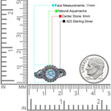 Sonnenblumen-Ring, unendlich gedreht, rund, natürlicher Aquamarin, 925er Sterlingsilber