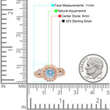 Sonnenblumen-Ring, unendlich gedreht, rund, natürlicher Aquamarin, 925er Sterlingsilber