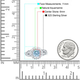 Sonnenblumen-Ring, unendlich gedreht, rund, natürlicher Aquamarin, 925er Sterlingsilber