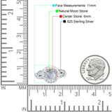 Sonnenblumen-Ring, unendlich gedreht, rund, natürlicher Mondstein, 925er Sterlingsilber