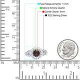 Sonnenblumen-Ring, unendlich gedreht, rund, natürlicher Schokoladen-Rauchquarz, 925er Sterlingsilber