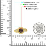 Sonnenblumen-Ring, unendlich gedreht, rund, natürlicher Schokoladen-Rauchquarz, 925er Sterlingsilber