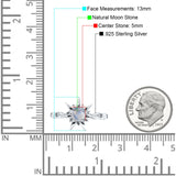 Sonnenring runder natürlicher Mondstein aus 925er Sterlingsilber