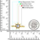 Sonnenring runder natürlicher Mondstein aus 925er Sterlingsilber