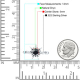 Sonnenring runder natürlicher schwarzer Onyx aus 925er Sterlingsilber