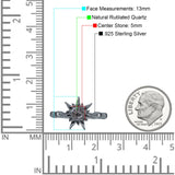 Sonnenring runder natürlicher Rutilquarz aus 925er Sterlingsilber