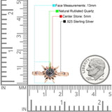 Sonnenring runder natürlicher Rutilquarz aus 925er Sterlingsilber