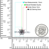 Sonnenring runder natürlicher Rutilquarz aus 925er Sterlingsilber