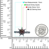 Sonnenring runder natürlicher Schokoladenrauchquarz aus 925er Sterlingsilber