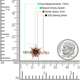 Sonnenring runder natürlicher Schokoladenrauchquarz aus 925er Sterlingsilber