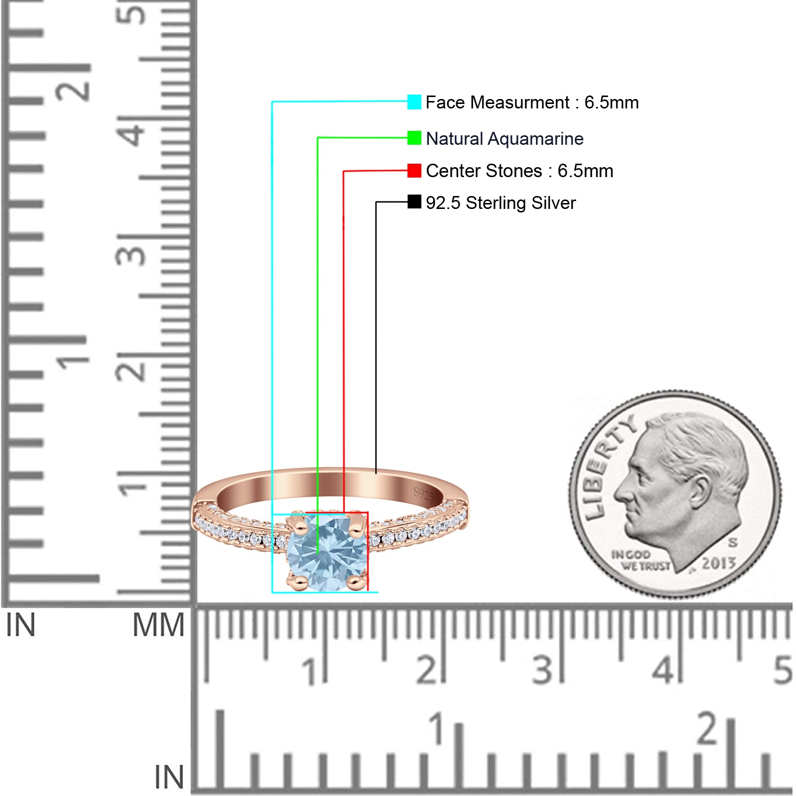 Accent Hidden Halo Round Natural Aquamarine Engagement Ring