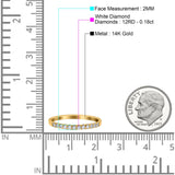 14 K Gold, 0,18 ct, rund, 2 mm G SI, stapelbarer Ewigkeitsdiamant-Ehering-Ehering