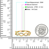 Verlobungs-/Ehering aus 14-karätigem Gold, 0,14 ct, rund, 5 mm, G SI, halbe Ewigkeit, mit Diamanten