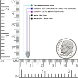 Ohrstecker aus massivem 14-karätigem Weißgold, 6 mm, Birnenform, runder Diamant