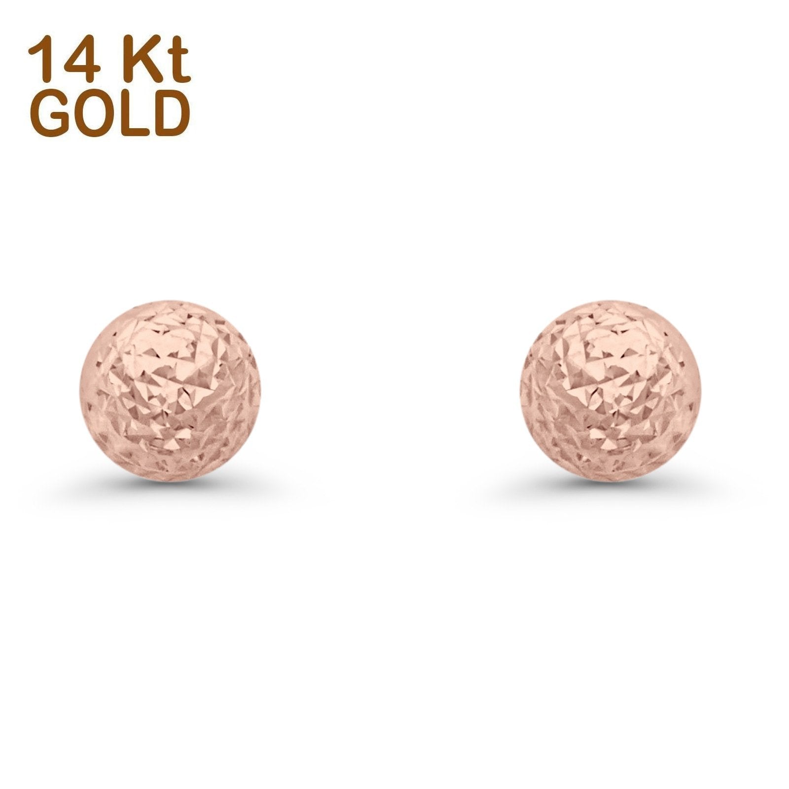 14K White, Rose & Yellow Gold Half Ball Earrings DC Style 9mm